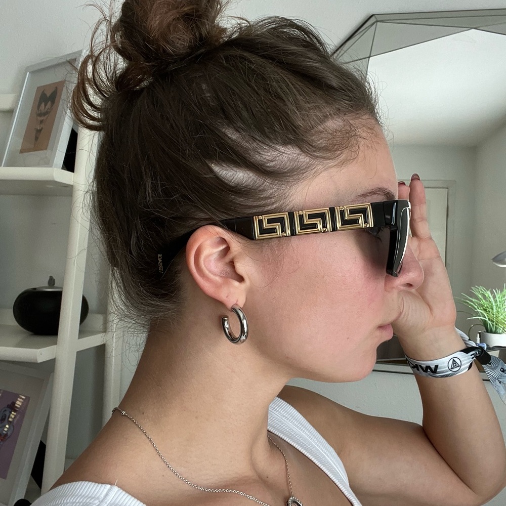 REAL Versace Black and Gold Sunglasses